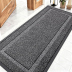 OLANLY Front Door Mat Indoor Outdoor Entrance, Waterproof All-Season, All-Weather Doormat, Sturdy Natural Rubber, Low Profile, Easy Clean Patio Porch Entryway Mat, 59x23, Black and White