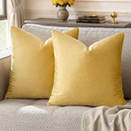 GIGIZAZA Yellow Velvet Pillow Covers 20x20 Decorative Pillows Pack of 2