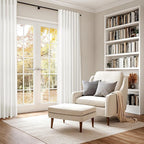 Nanspring Extra Long 108 Inch Curtains Linen for Living Room Beige White Coastal Decor Privacy Light Filtering Curtains Back Tab Rod Pocket Floor to Ceiling Curtain for Bedroom Office 9Ft 60x108