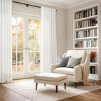 Nanspring Beige White Linen Curtains 96 Inches Long for Living Room Privacy Light Filtering Semi Sheer Curtain Back Tab and Rod Pocket Coastal Decor Drapes for Bedroom Dinner 40 X 96, 2 Panels