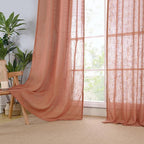 LAMIT Light Filtering Linen Curtains 72 inches Long for Bedroom, 2 Panels