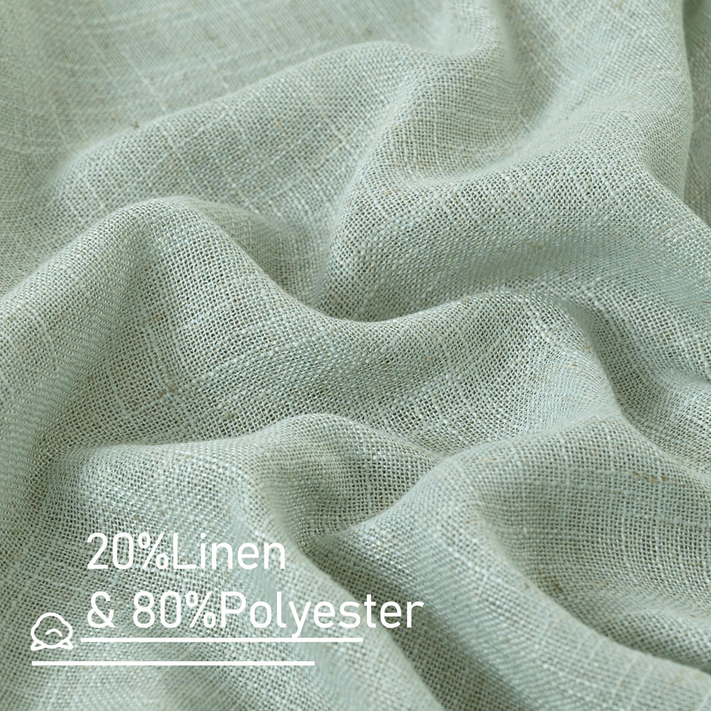 LAMIT Light Sage Linen Sheer Curtains for Bedroom 84 Inches Long, 2 Panels