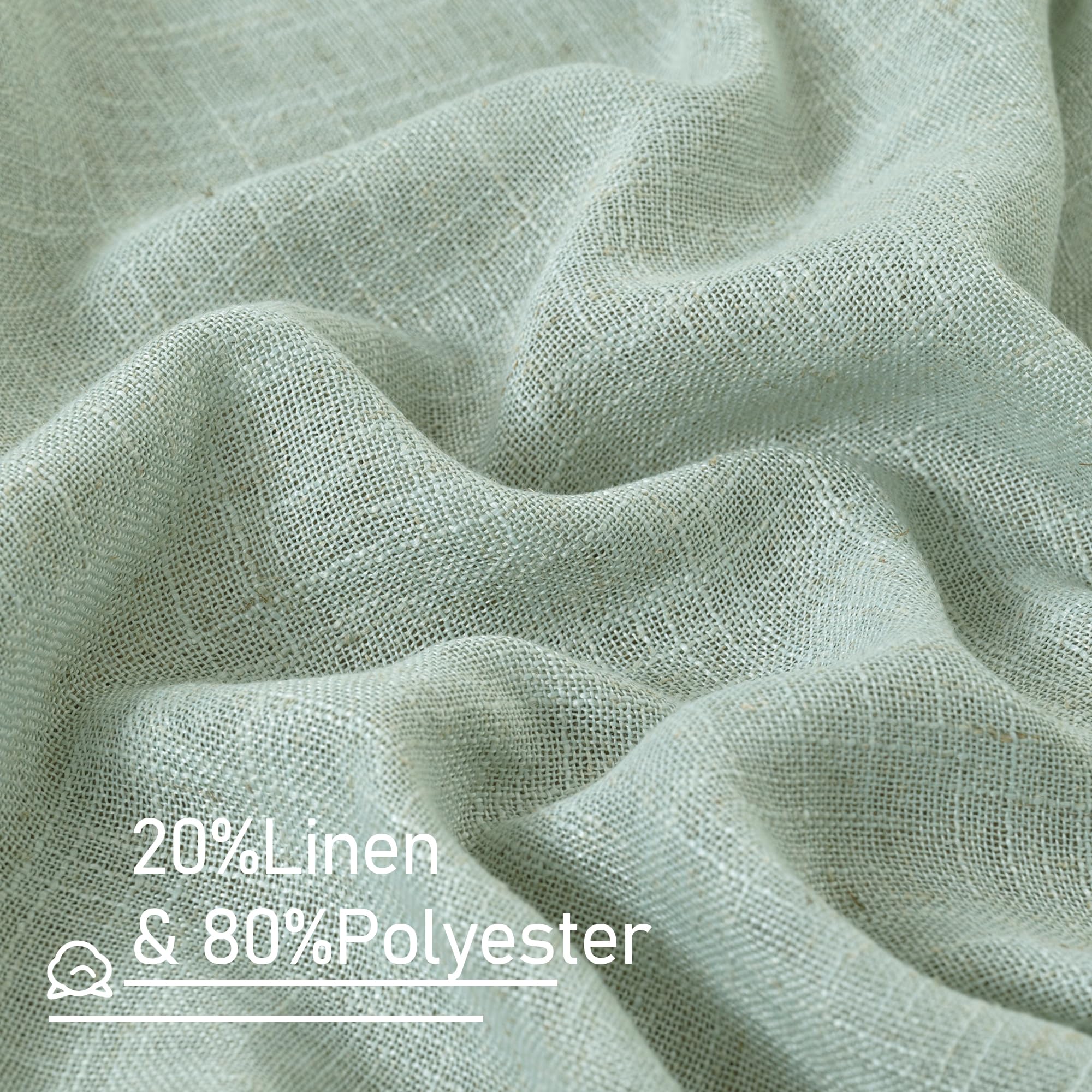 LAMIT Light Sage Linen Sheer Curtains for Bedroom 84 Inches Long, 2 Panels