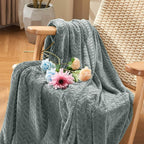 inhand Grey Fleece Twin Blanket, Super Soft Flannel Cozy Blankets for Adults, Lightweight Leaves Pattern Fuzzy Blanket for Couch Sofa Bed Office, Warm Plush Blankets for All Season, 60x90 Inches