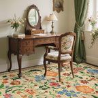 GarveeHome Washable Rug 4x6 Area Rugs for Living Room, Floral Rug for Bedroom, Soft Boho Non Slip Throw Rugs with Rubber Back, Low Pile Stain Resistant Vintage Floral Carpet for Dining Room, Beige