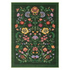 Washable Rug 8x10 Area Rugs for Living Room, Protea Floral Rug for Bedroom, Soft Vintage Non Slip Throw Rugs with Rubber Back, Low Pile Stain Resistant Boho Floral Carpet for Dining Room, Forest Green