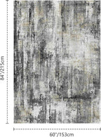 Latte&Fog 5x7 Area Rugs for Living Room Bedroom, Black Modern Abstract Neutral Washable Rug, Boho Non Slip Low Pile Carpet for Dining Room,Dorm,Classroom,College Dorm and Farmhouse - Black Gold