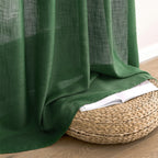 MIULEE Emerald Green Linen Curtains 52x84 Inch Long for Bedroom Living Room