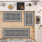 Washable 4-Piece Kitchen Floor Mats: Farmhouse Non-Slip Kitchen Sink Rug Easy Clean Water-Resistant Runners for Hallway Bathroom Soft Decorative Carpet for Pet Feeding Area(2x3+2x4+2x5+2x6,Black)