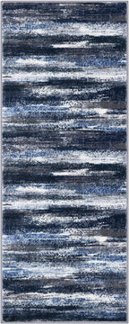 Lansny Modern Abstract Runner Rug 2x5, Navy Blue Washable Entryway Kitchen Runner Non-Slip Soft Hallway Rug Runner Thin Print Faux Wool Carpet for Bedroom Laundry Room Indoor