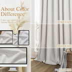 Guken 90 Inch Long Natural 100% Blackout Linen Curtains for Living Room Back Tab Rod Pocket Modern Farmhouse Thermal Insulated Drapes for Bedroom Black Out Window Curtain 2 Panels, 52x90
