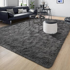 Tepook Area Rugs 9x12 for Living Room, Super Soft Fluffy Rugs for Bedroom, Modern Shaggy Rug Fuzzy Carpets for Kids, Plush Indoor Nursery Home Decor Rug with Non-Slip Bottom, Dark Grey