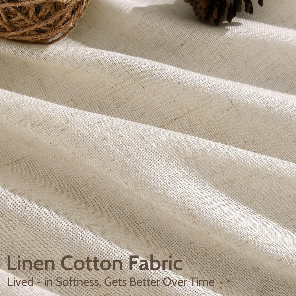 Nanspring Linen Curtains 84 Inch Length 2 Panels Set for Living Room Farmhouse Decor Light Filtering Semi Sheer Curtain Back Tab and Rod Pocket Neutral Luxury Rustic Coastal Drapes for Bedroom 52x84
