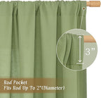 LAMIT Bedroom Linen Curtains 48 Inch Length 2 Panels, Soft Faux Linen Light Filtering Panels Rod Pocket Farmhouse Privacy Drapes for Kitchen/Window/Loft Room, 42 x 48 Inch, Sage Green