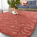 OLANLY 9x12 Machine Washable Large Area Rugs for Living Room, Bedroom, Soft Fluffy Shaggy Bedside Rug, Indoor Floor Carpet for Kids Girls and Boys, Dorms, Nursery, Home Decor, Rust Red