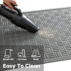 Mibao Front Door Mat Indoor Outdoor Entrance, Dirt Trapping Waterproof All-Season, All-Weather Doormat, Non-Slip Durable Natural Rubber Low Profile Easy Clean Patio Entrance Mat, 61.5" x 36", Grey