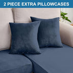 Couch Cover 6-Piece Elastic Velvet Couch Cushion Covers & Chaise Slipcovers for L-Shaped Sofas, Sofa Seat Covers Washable, Soft Cover for Couches (5 Seater + Chaise, Berlin Blue)