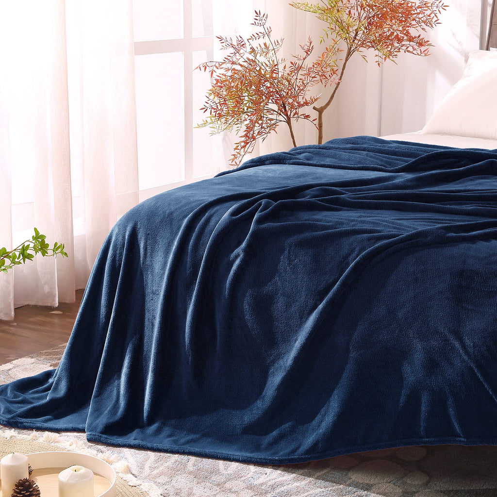 BEDELITE Fleece Blanket Soft Plush King Size Bed Blanket Navy 108"x90"