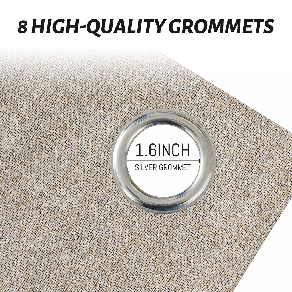 Yakamok Natural Linen Textured Curtains 96 Inches Long for Living Room