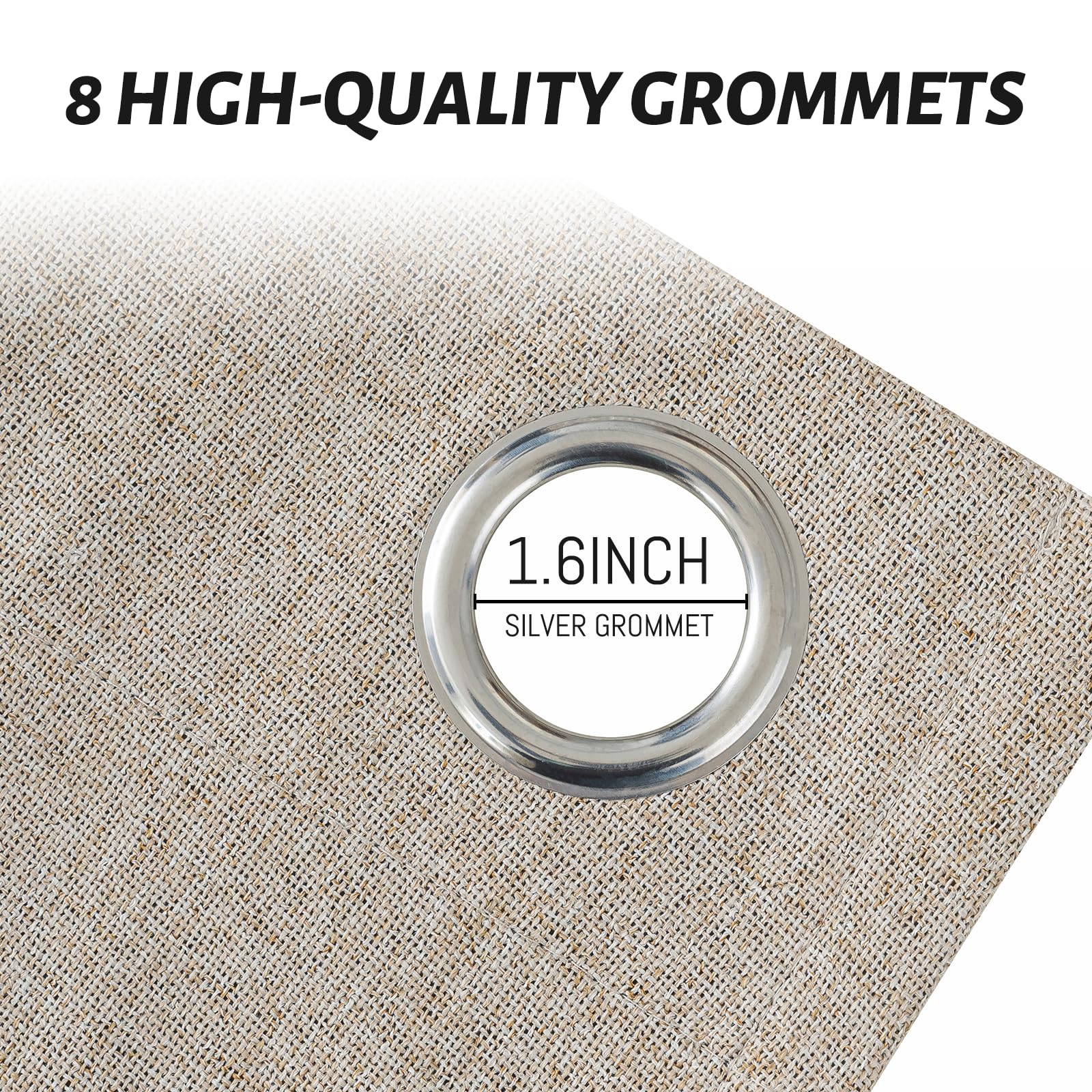 Yakamok Natural Linen Textured Curtains 96 Inches Long for Living Room