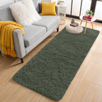 OLANLY 2x4 Machine Washable Runner Rugs for Hallway, Soft Fluffy Shaggy Bedside Rugs for Bedroom, Living Room, Indoor Floor Carpet for Kids Girls and Boys, Home Decor Aesthetic, Olive Green