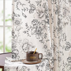 jinchan Vintage Floral Linen Curtains 90 Long for Living Room 2 Panels