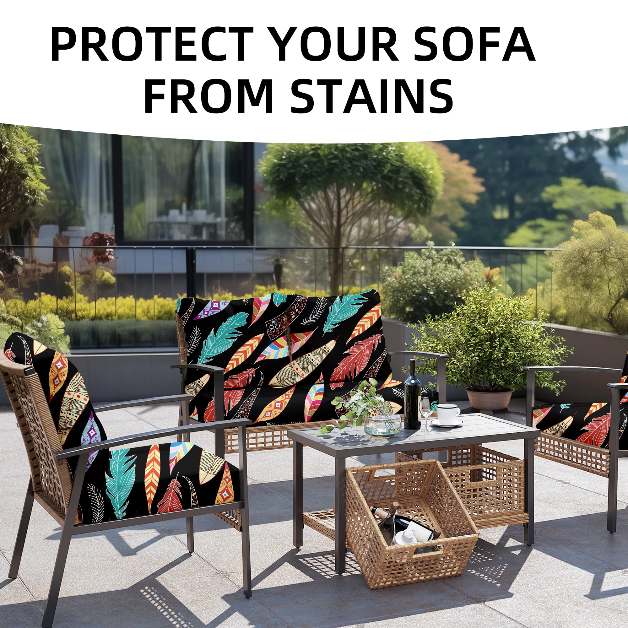 SUKAIKEQA 8PCS Patio Cushion Covers.Patio Furniture Couch SeatSlipcovers