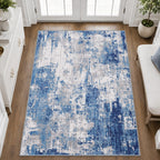 RELEANY Washable 3'x5' Abstract Area Rug for Living Room Blue Gray