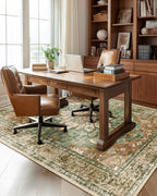 RELEANY Washable Area Rug, 5'x7', Brick/Brown/Green