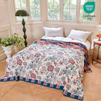 MSGKV Boho Throw Blanket 60"x80" 100% Cotton Floral Blanket for Bed Couch Spring Breathable Lightweight Twin Blankets All Seasons Home Decor Muslin