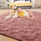 Tepook Super Soft Fluffy Rug for Bedroom, Modern Shaggy Fuzzy Kids Rugs for Living Room, Plush Indoor Nursery Home Decor Dorm Carpet with Non-Slip Bottom, Blush, 4 X 6 Feet
