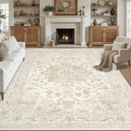 Luxturiy 8x10 Area Rugs Living Room: Bedroom Washable Carpet Beige White