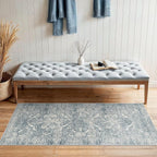 2x5 Washable Hallway Runner Rug - Non Slip Kitchen Runner Rugs with Rubber Backing Vintage Low-Pile Carpet Runners for Entryway Dining Room Laundry Room Home Decor (Blue)