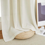 NICETOWN Linen Blend Kitchen Window Curtains Over Sink, Grommet Short Curtains for Small Window Thick Flax Linen Weave Privacy Added for Cafe/Bathroom, Off White, W55 x L36, 2 Panels