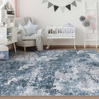 Area Rugs 6x9 for Living Room: Washable Rug Modern Abstract Neutral Soft Non-Slip Low-Pile Indoor Carpet for Bedroom Dining Room Playroom Home Office (Blue Grey, 6'x9')