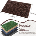 ViveNest Boho Coffee Brown Floral Leaves Outdoor Indoor Entrance Doormats, Absorbent Durable Heavy Duty Welcome Front Door Mat,Thick Natural Rubber Back,Easy Clean Entryway Mat 17x30 Inch, Low Profile
