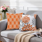 Hexagram Geometric Orange Pillow Covers 20x20 Set of 4, Decorative Outdoor Boho Modern Throw Pillow Covers, Home Sweet Home Farmhouse Cushion Case for Couch Sofa Bedroom Indoor Decor(No Insert)