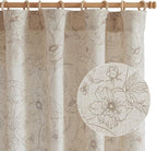 jinchan Floral Linen Curtains for Living Room 96 Inch Length Taupe Flower Curtain Rod Pocket Back Tab Farmhouse Curtains with Printed Floral Bedroom Window Curtain Set, 2 Panels Taupe