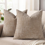 decorUhome Textured Chenille Throw Pillow Covers 20x20 Set of 2 Pink
