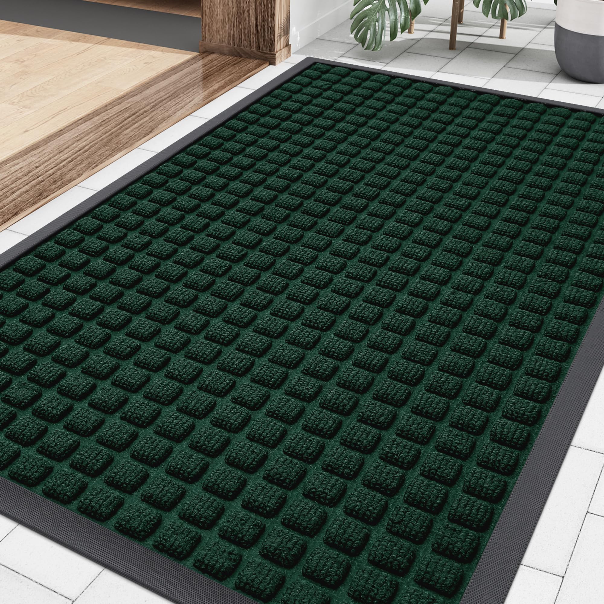 Smiry Front Door Mat Outside Entrance, Natural Rubber Doormat, 35x23 Inch