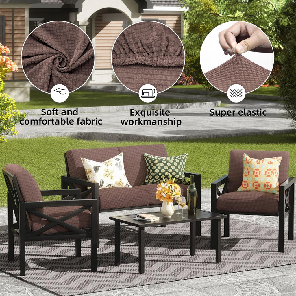 SUKAIKEQA 14PCS Patio Cushion Covers,Patio Furniture Couch Seat Slipcovers