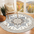 OPPODREAM Soft Area Rugs 5', Persian-Inspired Washable Rug, Cream White & Blue