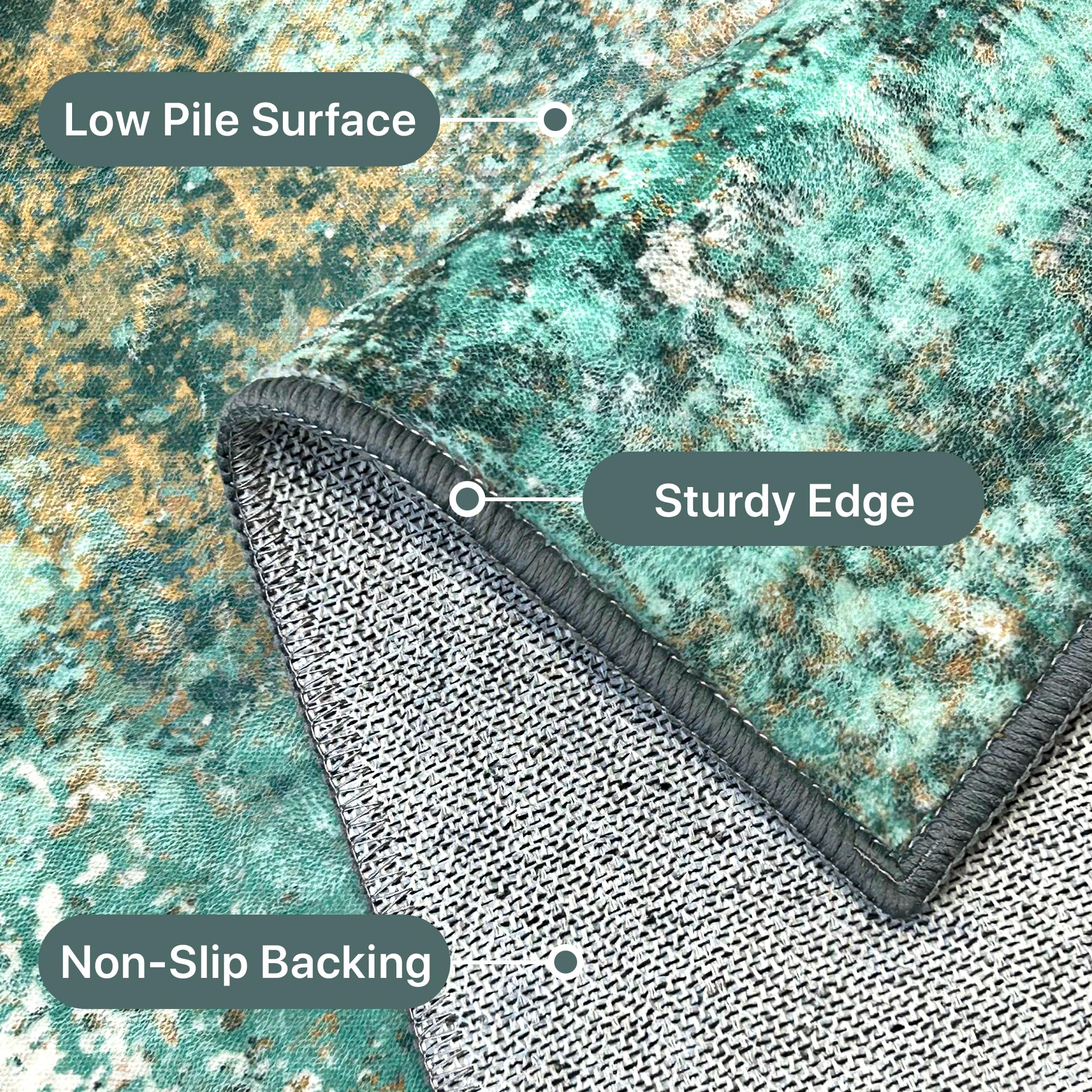 BEIMO 2x6 Runner Rug for Hallway, Turquoise Washable Abstract Non Slip Rug
