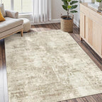6x9 Abstract Area Rugs for Living Room 6 x 9 Washable Non Slip Low Pile Gray Rugs for Bedroom Dining Room Foldable Thin Beige Gray