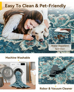 RELEANY Washable Area Rug, Runner 2'x7', Teal