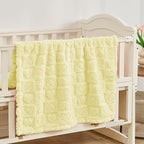 Yurhap Fleece Baby Blanket Heart Checkered Blanket, Ultra Soft Cozy Baby Blankets for Girls Boys, Fluffy Infant Toddler Newborn Receiving Blankets for Crib Stroller 30”×40” (Yellow)