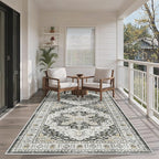 Madane Hallway Runner Rug 4x8 Wide: Washable Thin Runners for Hallways Entry, Non Slip Soft Vintage Kitchen Rugs Low Pile Carpet Runners for Living Room Bedroom Dining Room Foyer (Black, 4x8)
