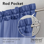Simplebrand Royal Blue Sheer Curtains 84 Inches Long 2 Panels, Light Filtering Rod Pocket Solid Color Window Sheer Curtain Panels, Elegant Curtains & Drapes for Living Room, Bedroom, 42" W x 84" L