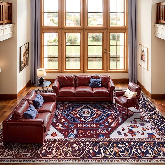SERISSA 9x12 Washable Non Slip Boho Area Rug for Living Room