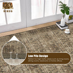 Washable Area Rug 6' x 9' Vintage Traditional Persian Mat - Foldable Distressed Non-Slip Machine Washable Carpet for Living Room Bedroom Kitchen Home Decor - Mocha and Taupe